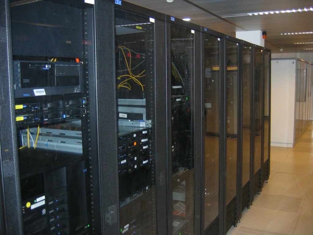 A row of racks in a data centre