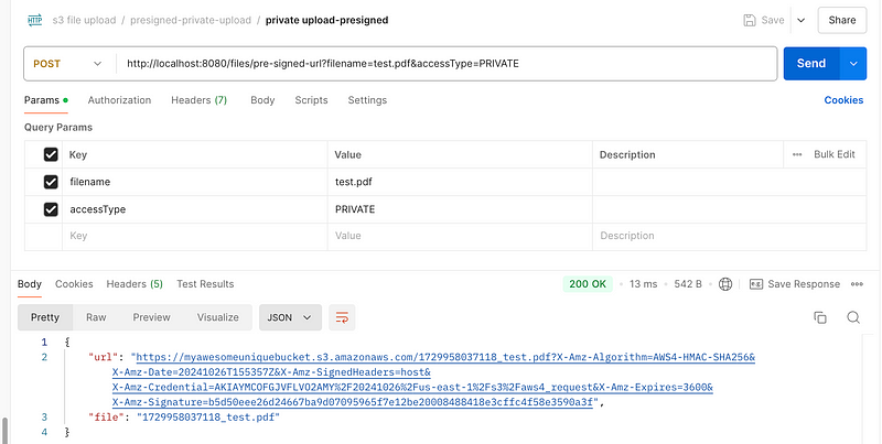 Spring Boot S3 Presigned Url Upload/Download F